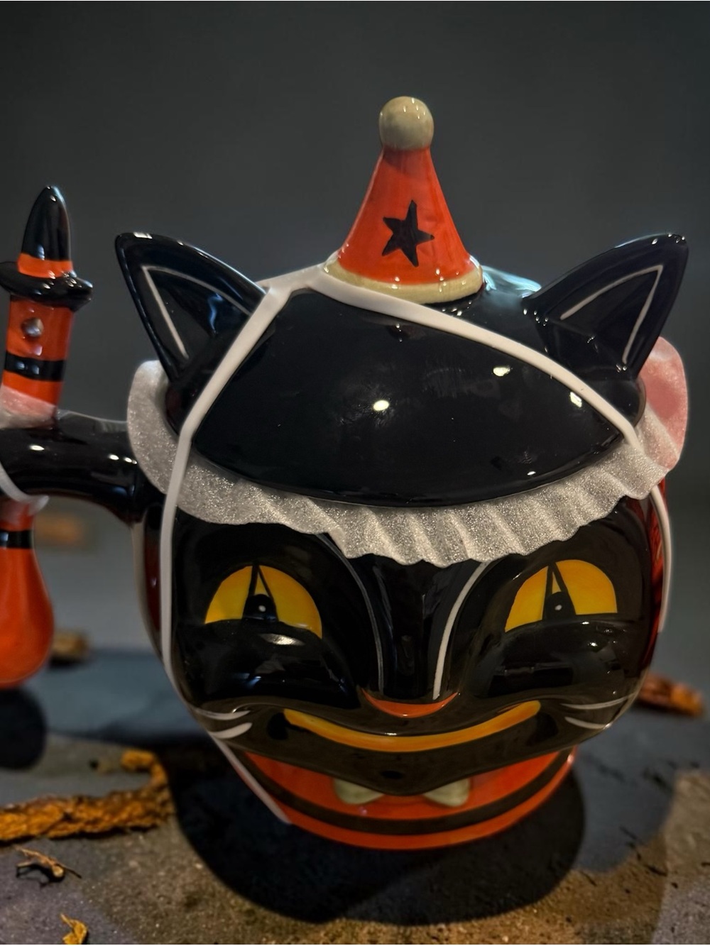 Johanna Parker viral Black Cat Halloween Ceramic Mug with Orange Accents and spo
